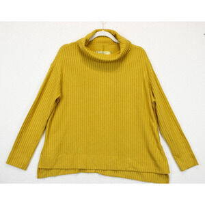 Maeve Anthropologie Vanna Ribbed Turtleneck Sweater XS Mustard Stretch Knit
